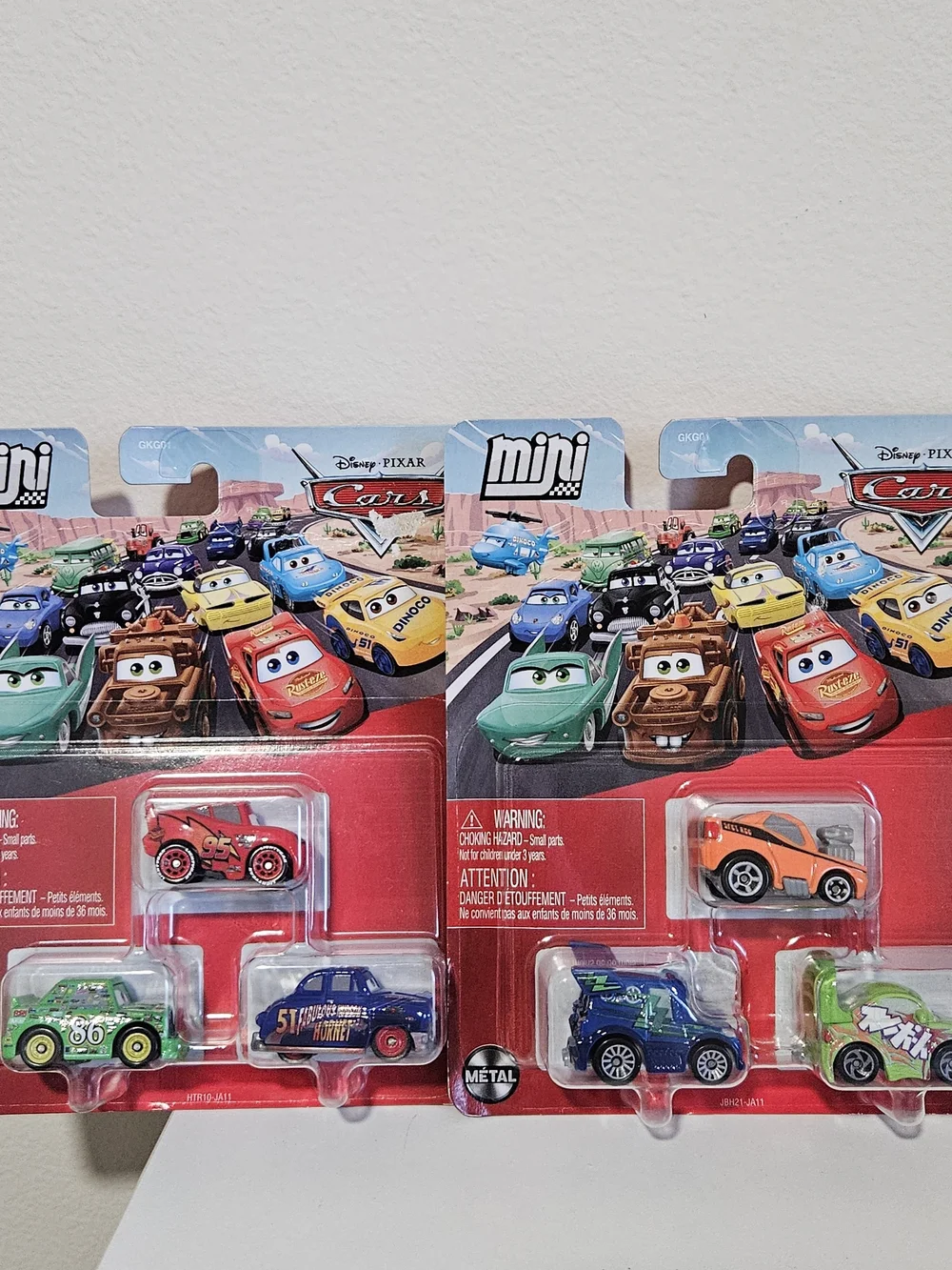 2 Disney Cars Mini Vehicle Set - Mcqueen, Hudson, DJ, Snot Rod, Chik Hicks